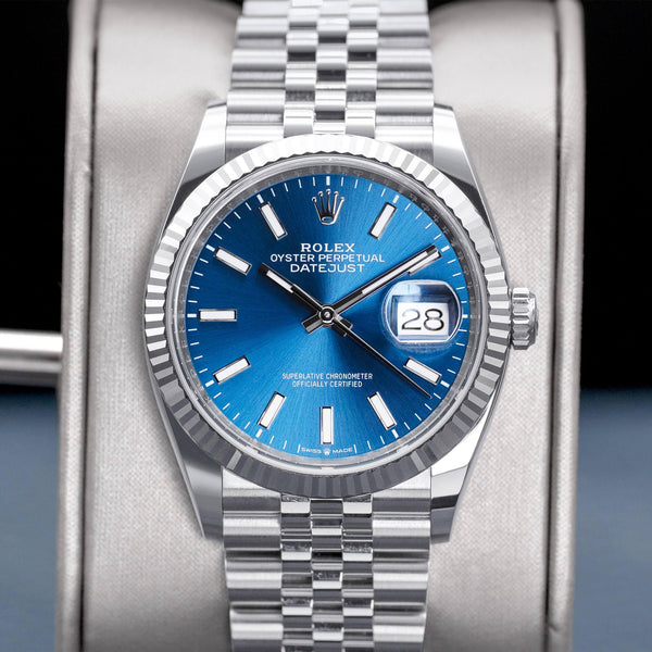 Rolex Datejust 126234 Blue Dial Fluted 36mm Box & Papers