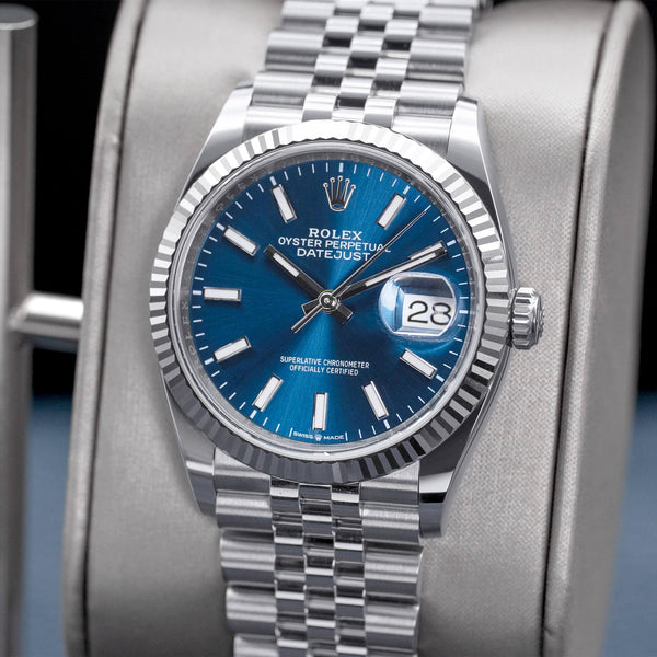 Rolex Datejust 126234 Blue Dial Fluted 36mm Box & Papers