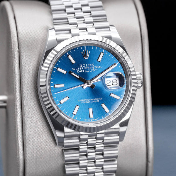Rolex Datejust 126234 Blue Dial Fluted 36mm Box & Papers