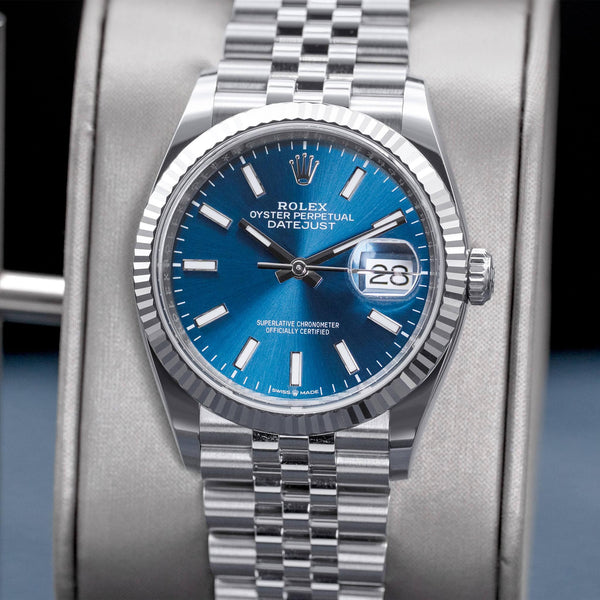 Rolex Datejust 126234 Blue Dial Fluted 36mm Box & Papers