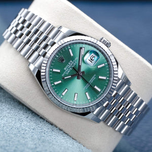 Rolex Datejust 126234 Green Dial 36mm Fluted Jubilee Box & Papers