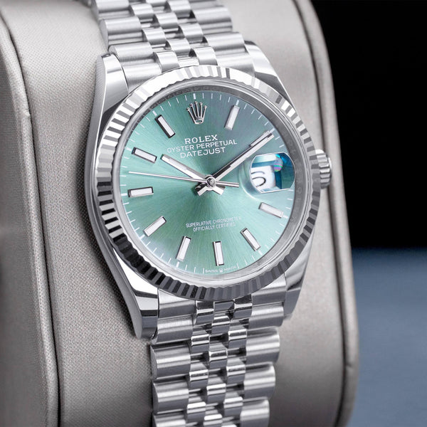 Rolex Datejust 126234 Green Dial 36mm Fluted Jubilee Box & Papers