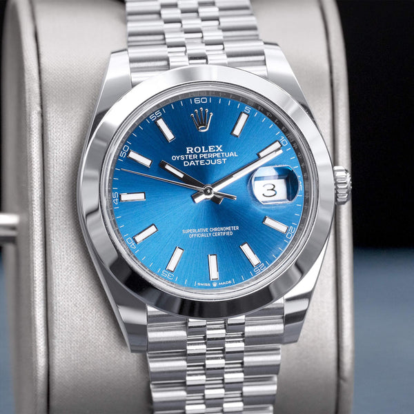 Rolex Datejust 126300 Blue Dial Smooth Jubilee 41mm Box & Papers