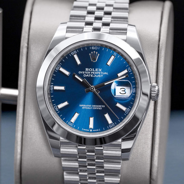 Rolex Datejust 126300 Blue Dial Smooth Jubilee 41mm Box & Papers