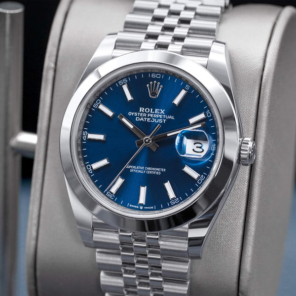 Rolex Datejust 126300 Blue Dial Smooth Jubilee 41mm Box & Papers