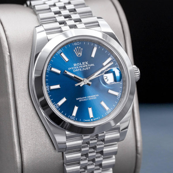 Rolex Datejust 126300 Blue Dial Smooth Jubilee 41mm Box & Papers