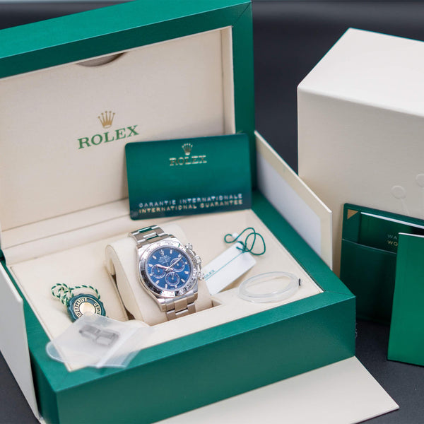 Rolex Daytona White Gold 116509 Blue Dial 40mm Box & Papers