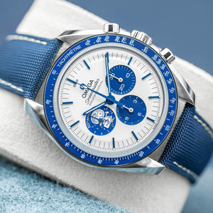 Front view of Omega Speedmaster “Silver Snoopy Award” 50th Anniversary