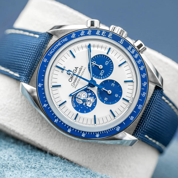 Front view of Omega Speedmaster “Silver Snoopy Award” 50th Anniversary
