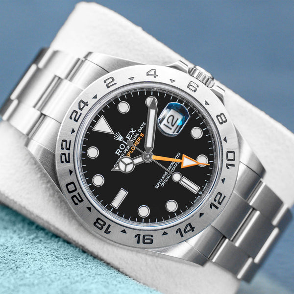 Front view of Rolex Explorer II 226570 Black Dial 2023