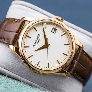 Front view of Patek Philippe Calatrava 5227J Ivory Dial
