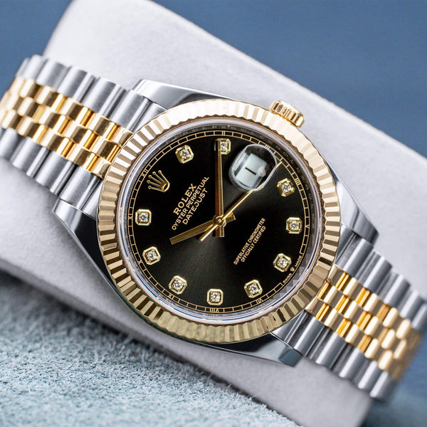 Rolex Datejust Two-Tone 126333 Black Diamond Dial 41mm Box & Papers