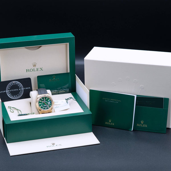 Rolex Sky Dweller 336238 Yellow Gold Green Dial 42mm 2025 Box & Papers